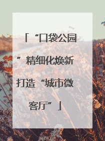 “口袋公园”精细化焕新打造“城市微客厅”
