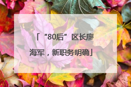 “80后”区长廖海军，新职务明确