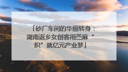 砂厂车间的华丽转身：湖南返乡女创客用苎麻“织”就亿元产业梦