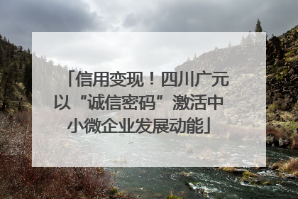 信用变现！四川广元以“诚信密码”激活中小微企业发展动能