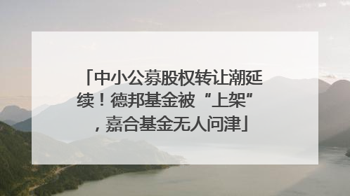 中小公募股权转让潮延续！德邦基金被“上架”，嘉合基金无人问津