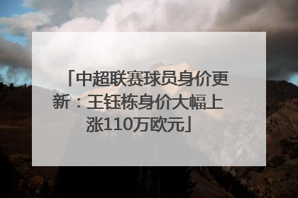 中超联赛球员身价更新：王钰栋身价大幅上涨110万欧元
