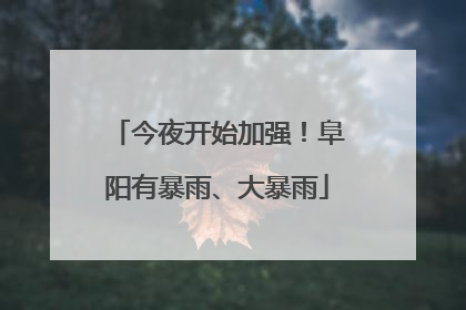 今夜开始加强！阜阳有暴雨、大暴雨