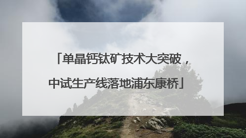 单晶钙钛矿技术大突破，中试生产线落地浦东康桥