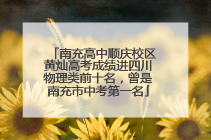 南充高中顺庆校区黄灿高考成绩进四川物理类前十名，曾是南充市中考第一名