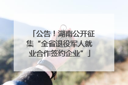 公告！湖南公开征集“全省退役军人就业合作签约企业”