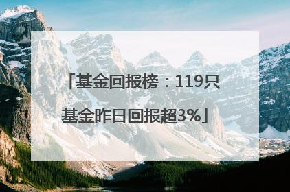 基金回报榜：119只基金昨日回报超3%