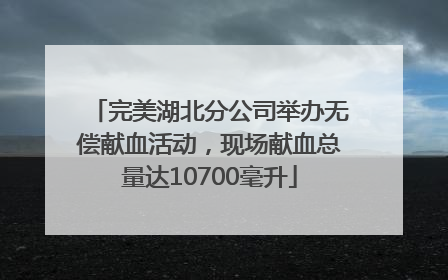 完美湖北分公司举办无偿献血活动，现场献血总量达10700毫升
