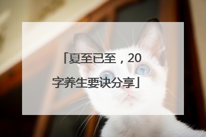 夏至已至，20字养生要诀分享