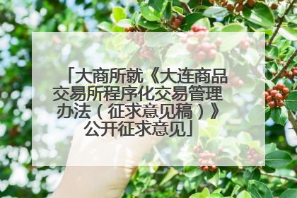 大商所就《大连商品交易所程序化交易管理办法（征求意见稿）》公开征求意见