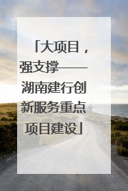 大项目，强支撑——湖南建行创新服务重点项目建设