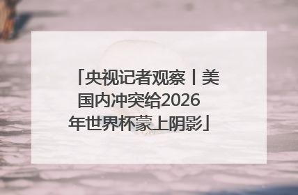央视记者观察丨美国内冲突给2026年世界杯蒙上阴影