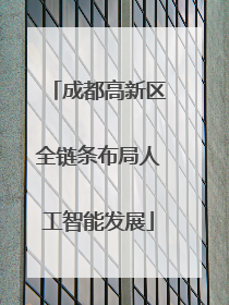成都高新区全链条布局人工智能发展