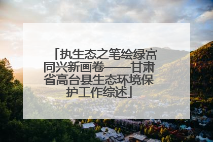 执生态之笔绘绿富同兴新画卷——甘肃省高台县生态环境保护工作综述