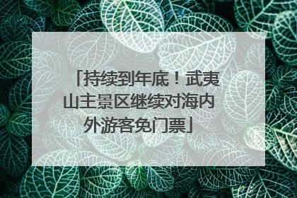 持续到年底！武夷山主景区继续对海内外游客免门票