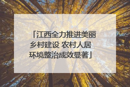 江西全力推进美丽乡村建设 农村人居环境整治成效显著