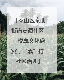 泰山区泰前街道嘉德社区：悦享文化盛宴，“嘉”持社区治理