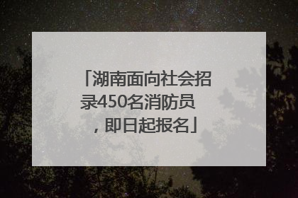 湖南面向社会招录450名消防员，即日起报名
