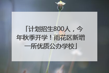 计划招生800人，今年秋季开学！雨花区新增一所优质公办学校