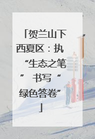 贺兰山下西夏区：执“生态之笔” 书写“绿色答卷”