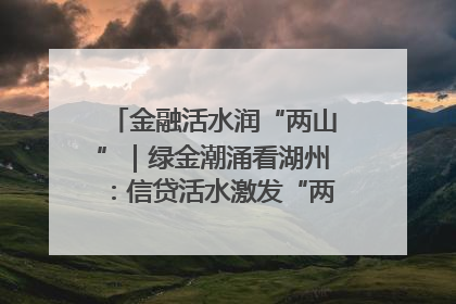 金融活水润“两山”｜绿金潮涌看湖州：信贷活水激发“两山”转化势能