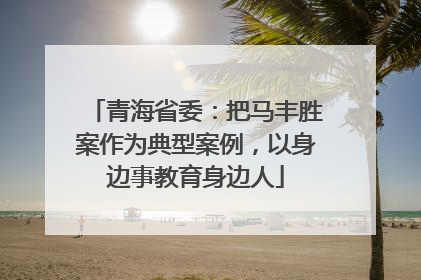 青海省委：把马丰胜案作为典型案例，以身边事教育身边人