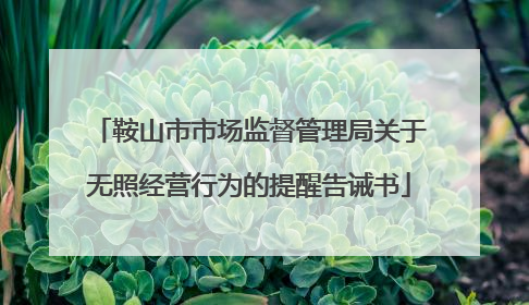鞍山市市场监督管理局关于无照经营行为的提醒告诫书