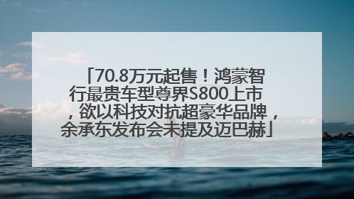 70.8万元起售！鸿蒙智行最贵车型尊界S800上市，欲以科技对抗超豪华品牌，余承东发布会未提及迈巴赫
